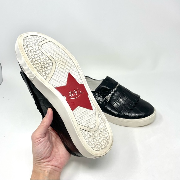 Ash King Kiltie Fringe Black Croc Embossed Leather Sneakers Size 40 - Picture 11 of 11